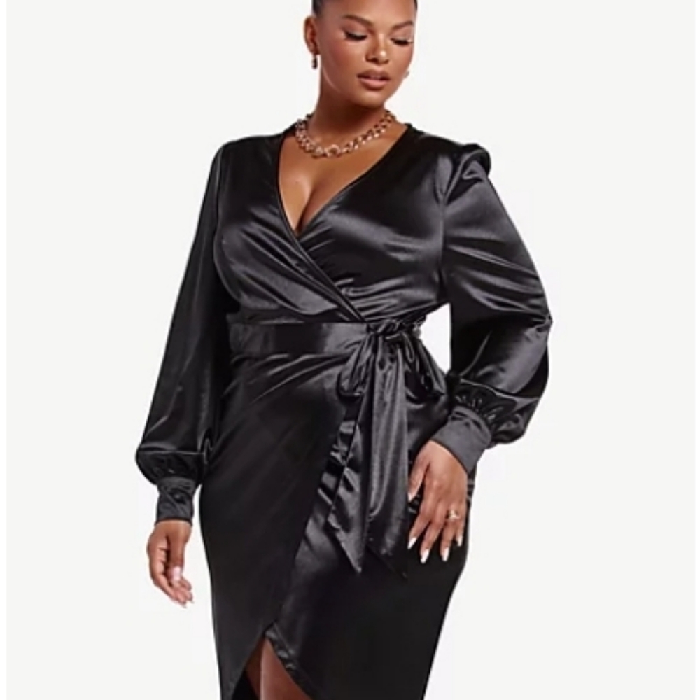Fashion to Figure Satin Wrap Dress